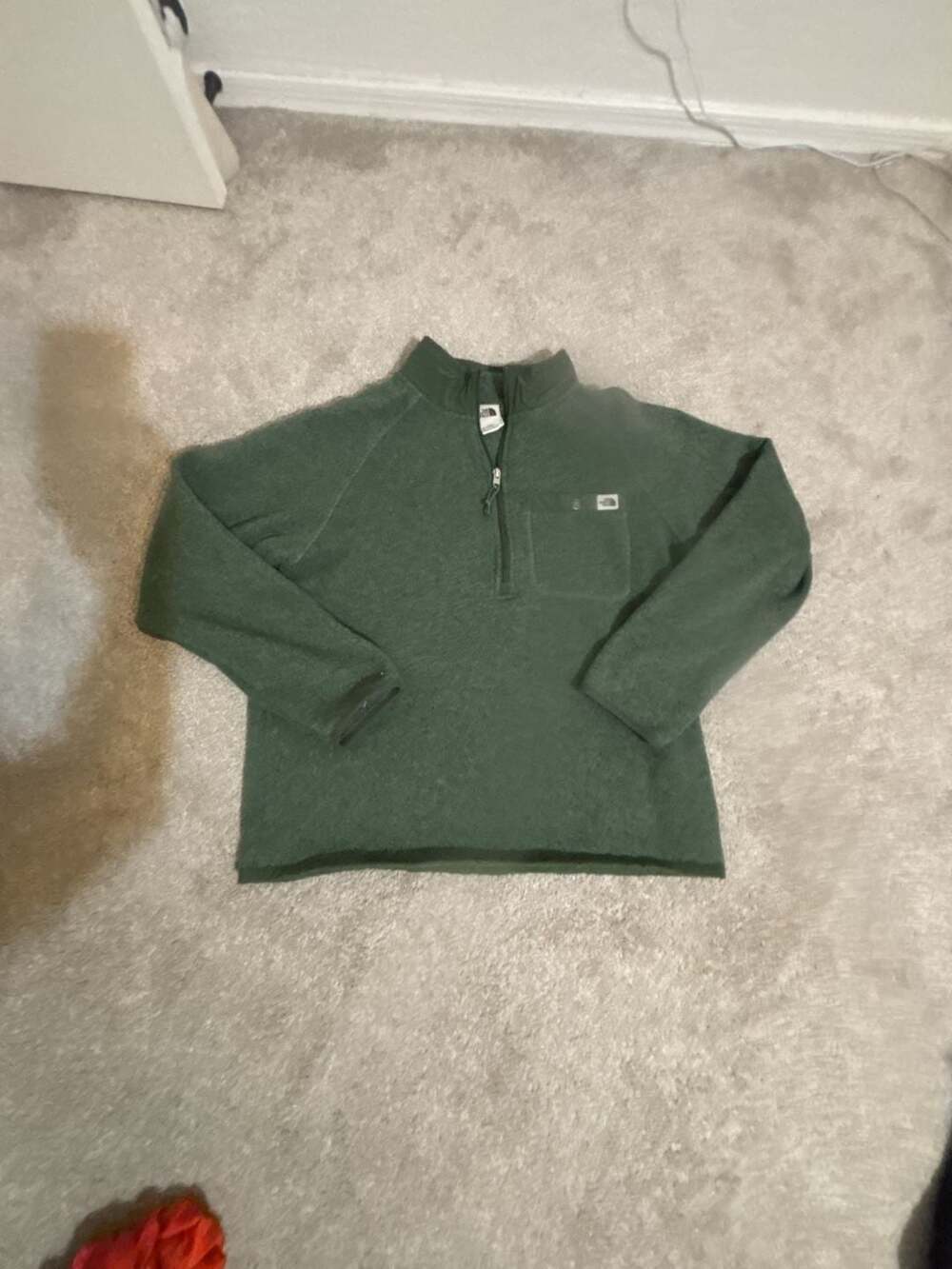 The North Face Gordon Lyons 1/4-Zip Pullover Size Large Green Fleece Sweater